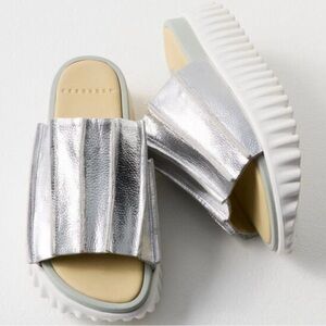 4CCCCEES | Free People | Waffo Pleat platform slide sandal silver